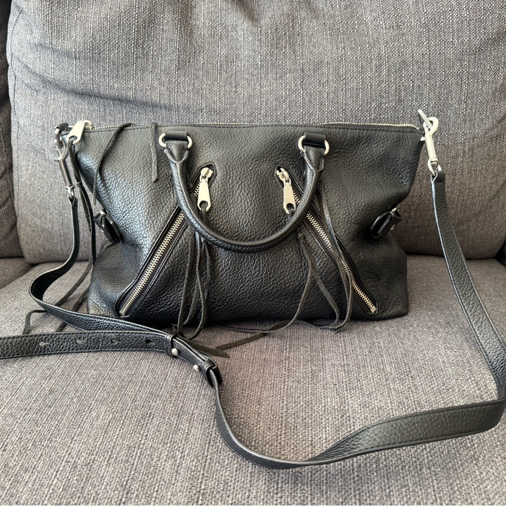 Rebecca Minkoff Black Leather Morning After Bag Satchel with Dust Bag